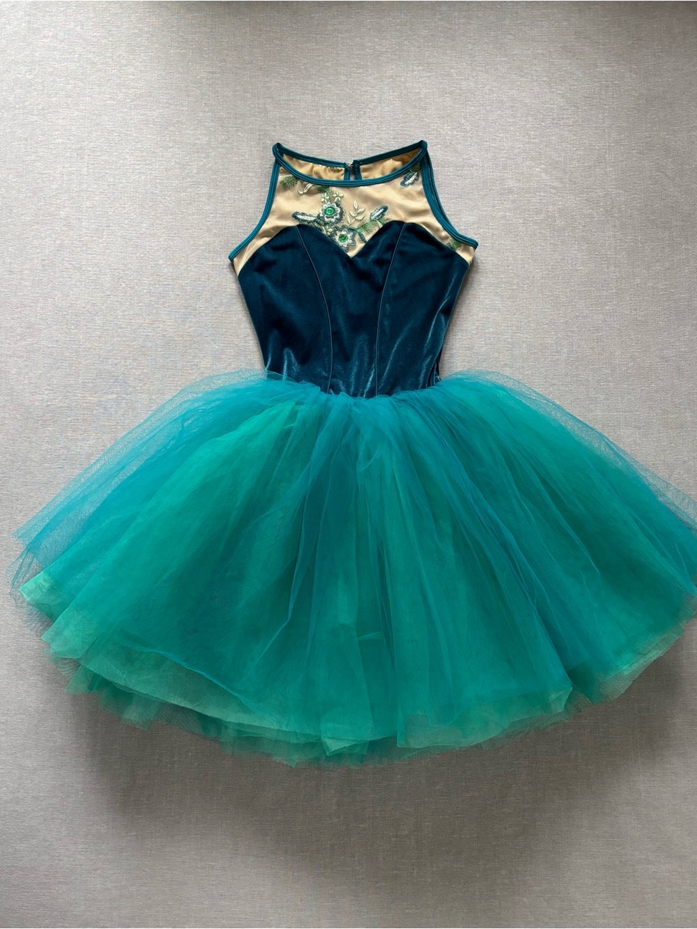 Curtain Call blue and green velvet tulle ballet princess fairy dress in size M